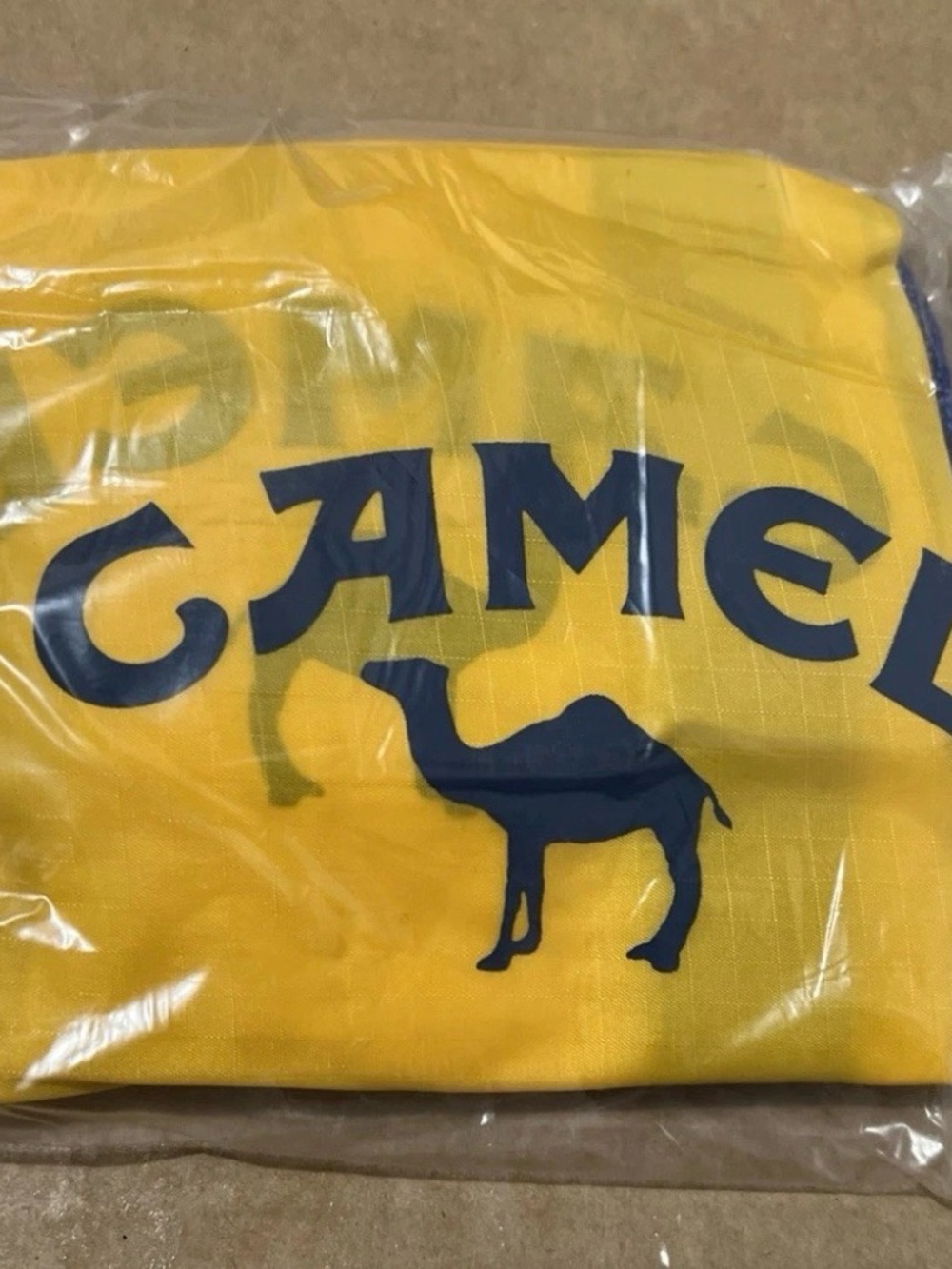 Camel Yellow Graphic gym bag with Navy Camel Logo